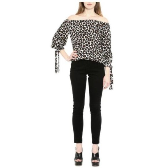 MICHAEL Michael Kors Animal-Print Off Shoulder Top - Picture 1 of 1